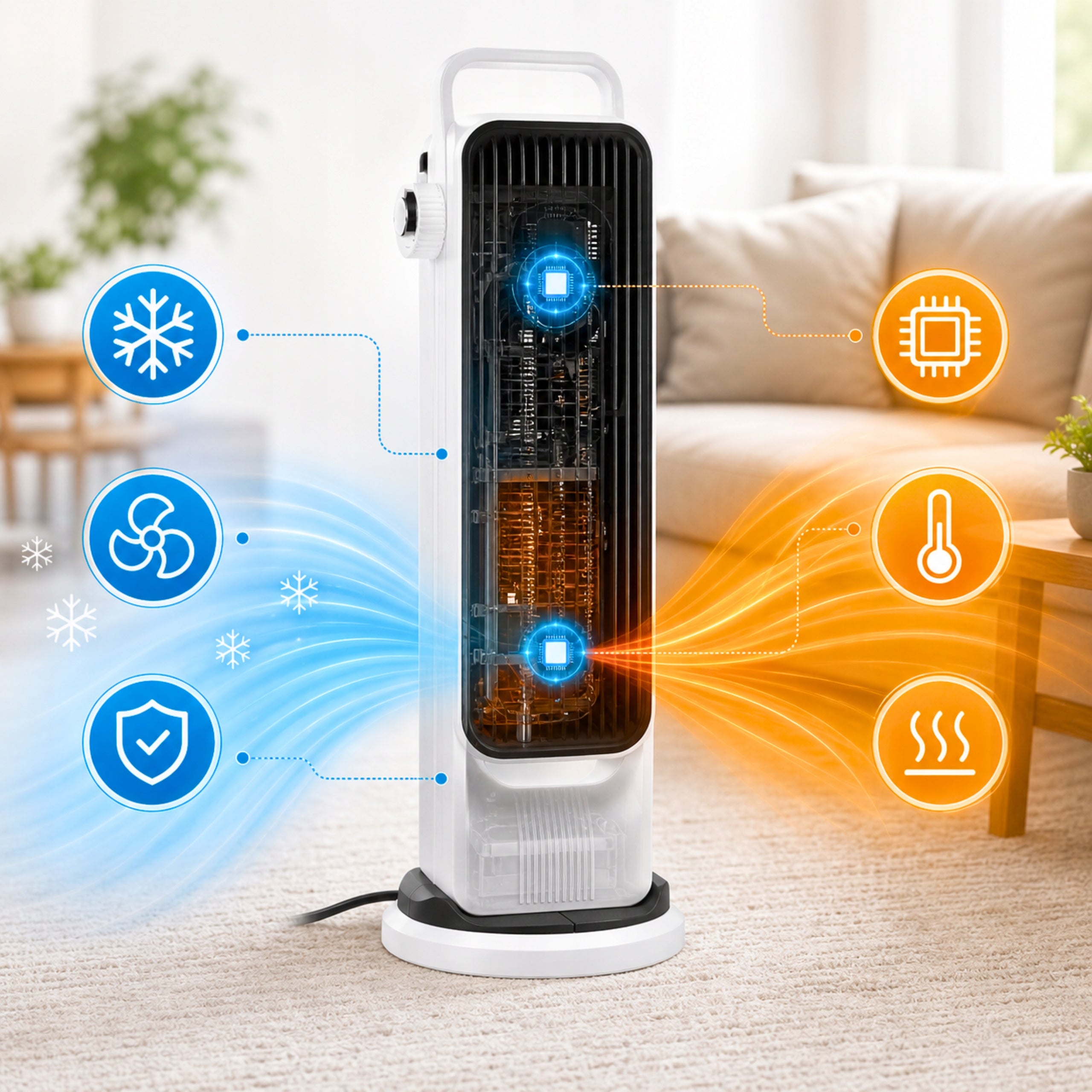 FAN HEATER APRON QUIET CERAMIC 2000W HEATER 3 MODES HEATER Packaging status original