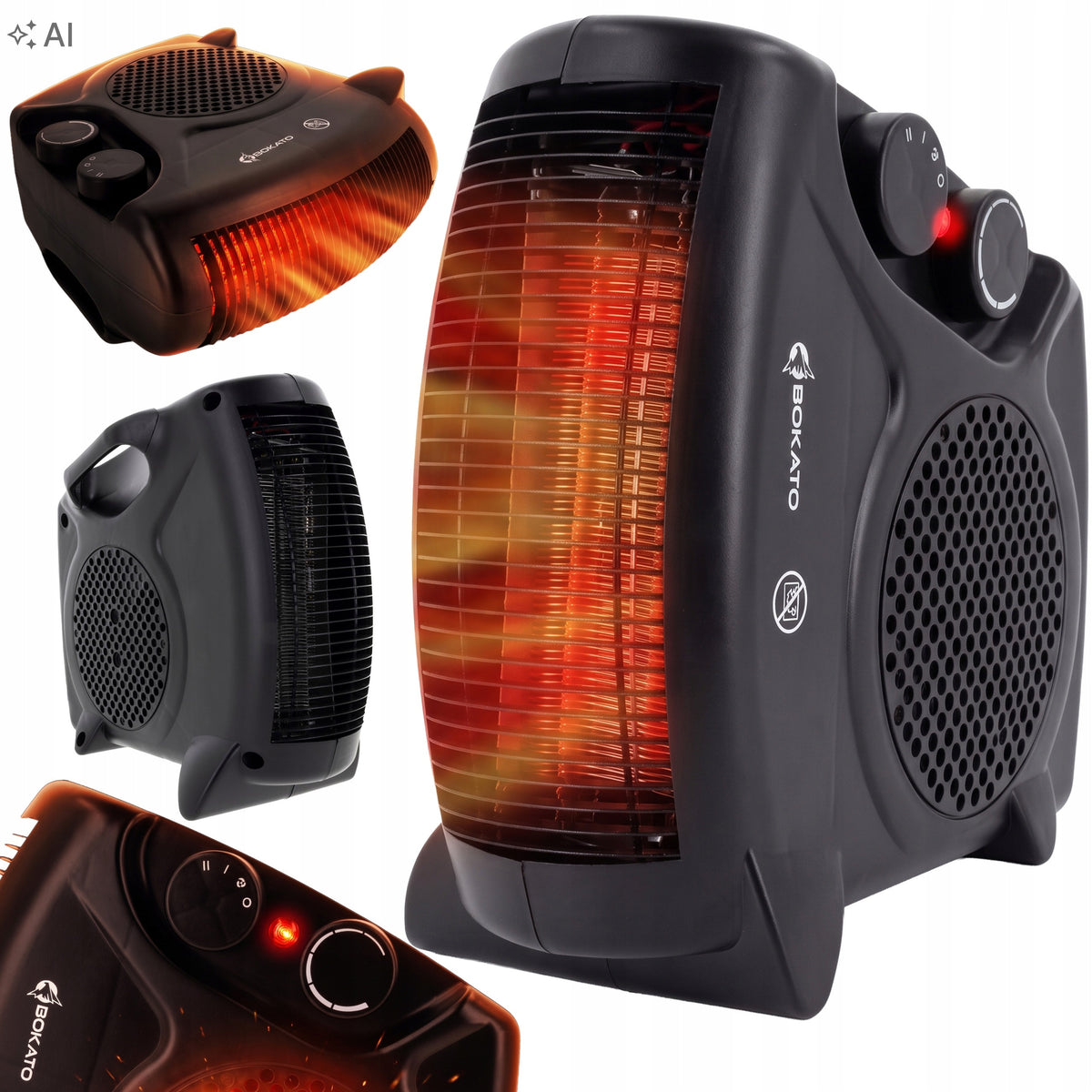 FAN HEATER ELECTRIC HEATER 2000W APRON WITH THERMOSTAT 3 LEVELS