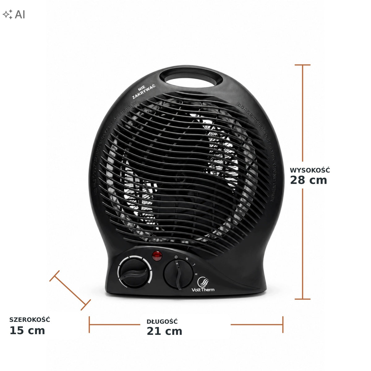 FAN HEATER FARELKA VOLTTHERM 2000W 3 HEATING LEVELS WITH THERMOSTAT Manufacturer code FH801-T