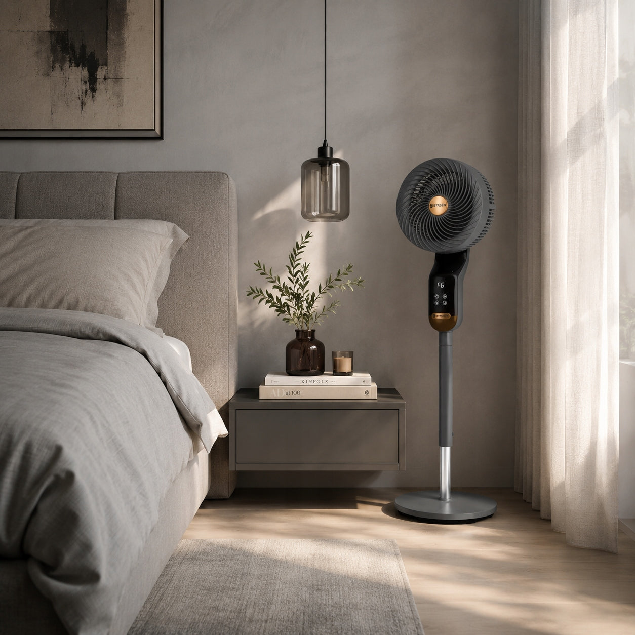 FAN STANDING FAN OSCILLATION 3D 8 LEVELS AROMATHERAPY REMOTE CONTROL LED Control remote