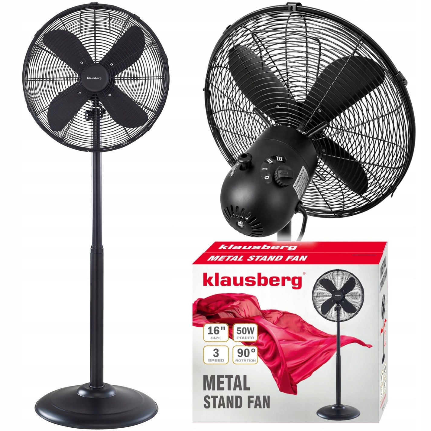 FAN STANDING WINDMILL 4 BLADES 50W HIGH QUIET STRONG METAL 125cm