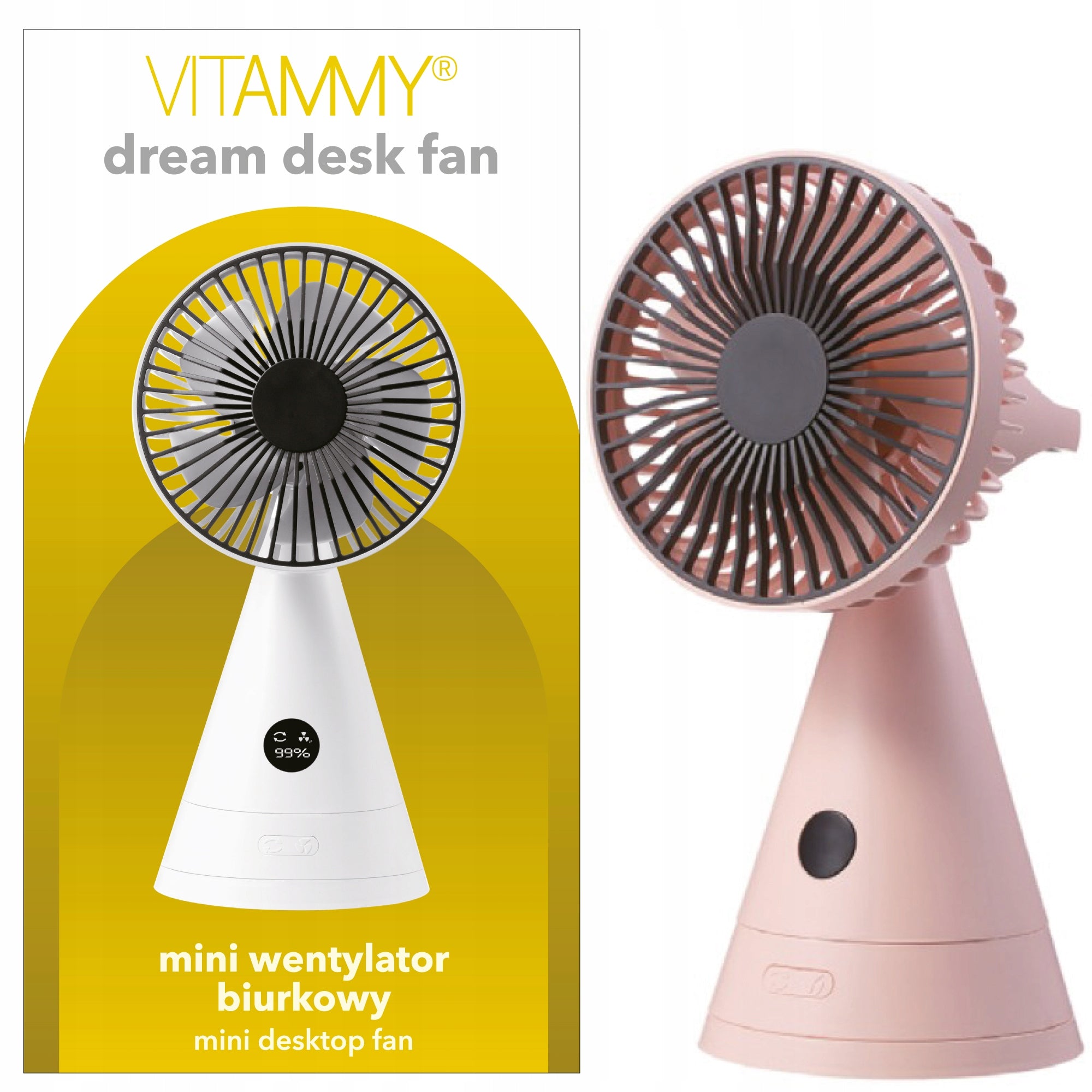FAN VITAMMY DESK FAN PORTABLE RECHARGEABLE USB 4000 mAh