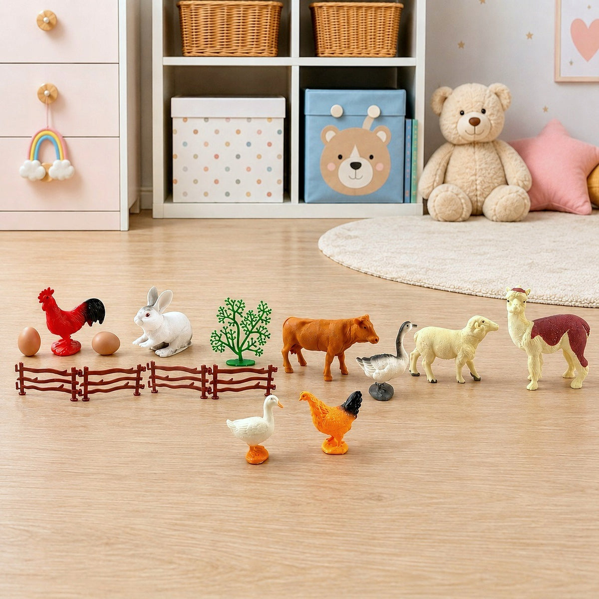 FARM FIGURINES ANIMALS FUDGE BUNNY CHICKEN SET Kid's age 3＋ years