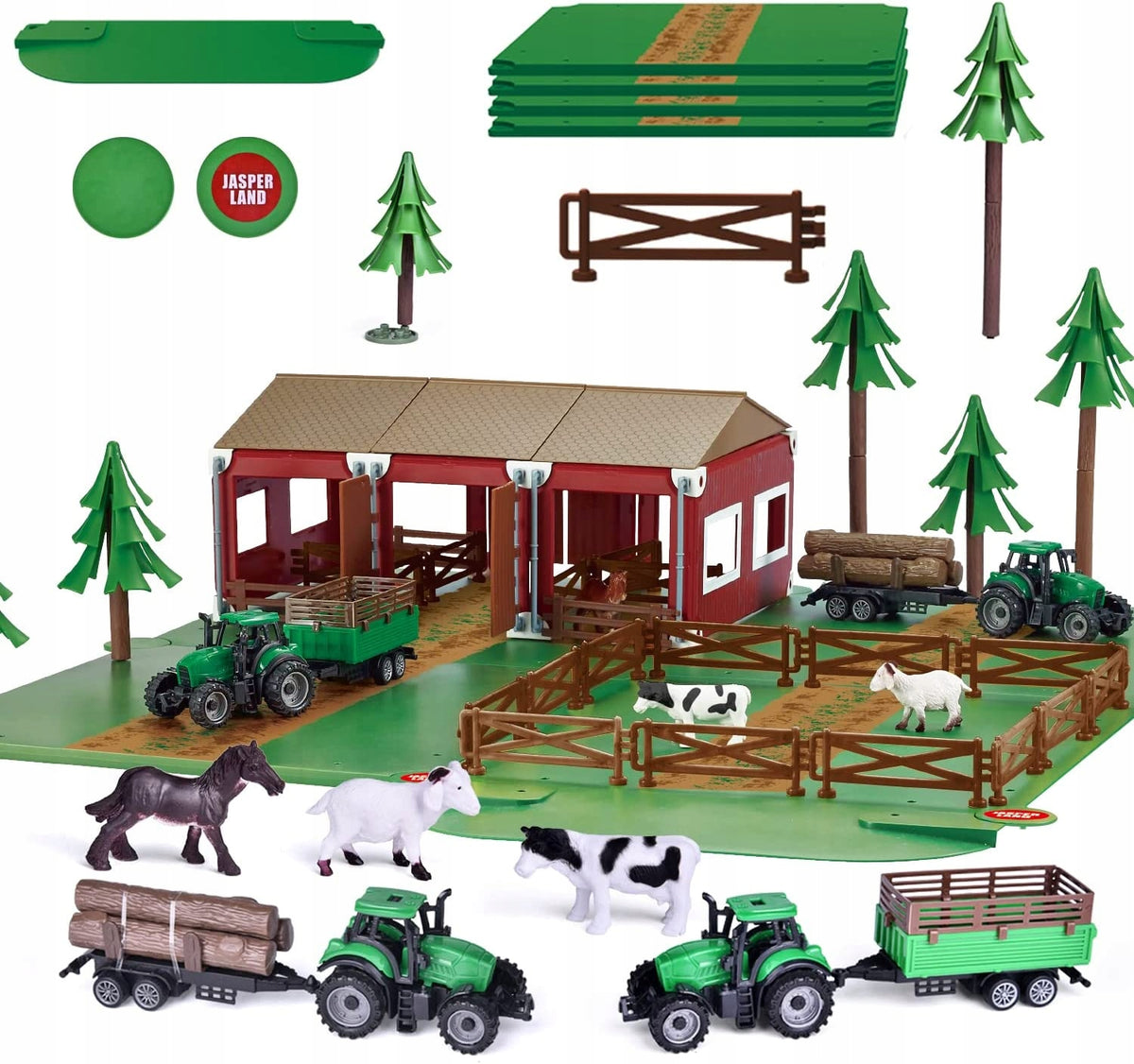 FARM LARGE FARMHOUSE 2x BARN TRACTOR ANIMALS HORSE COW TRAILER TRACTOR Packaging status original