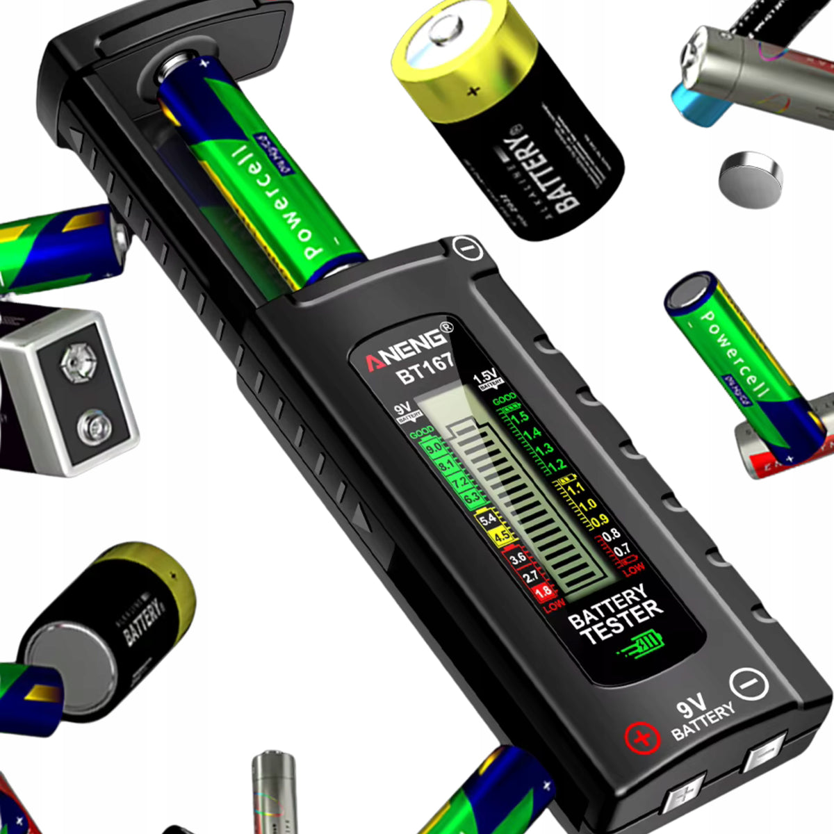 FAST BATTERY TESTER AA AAA 9V 1.5V ANENG BT167 LCD METER FOR REMOTE CONTROL