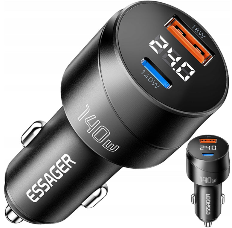 FAST CAR CHARGER USB USB-C QC 3.0 PD FAST 140W FAST LAPTOP