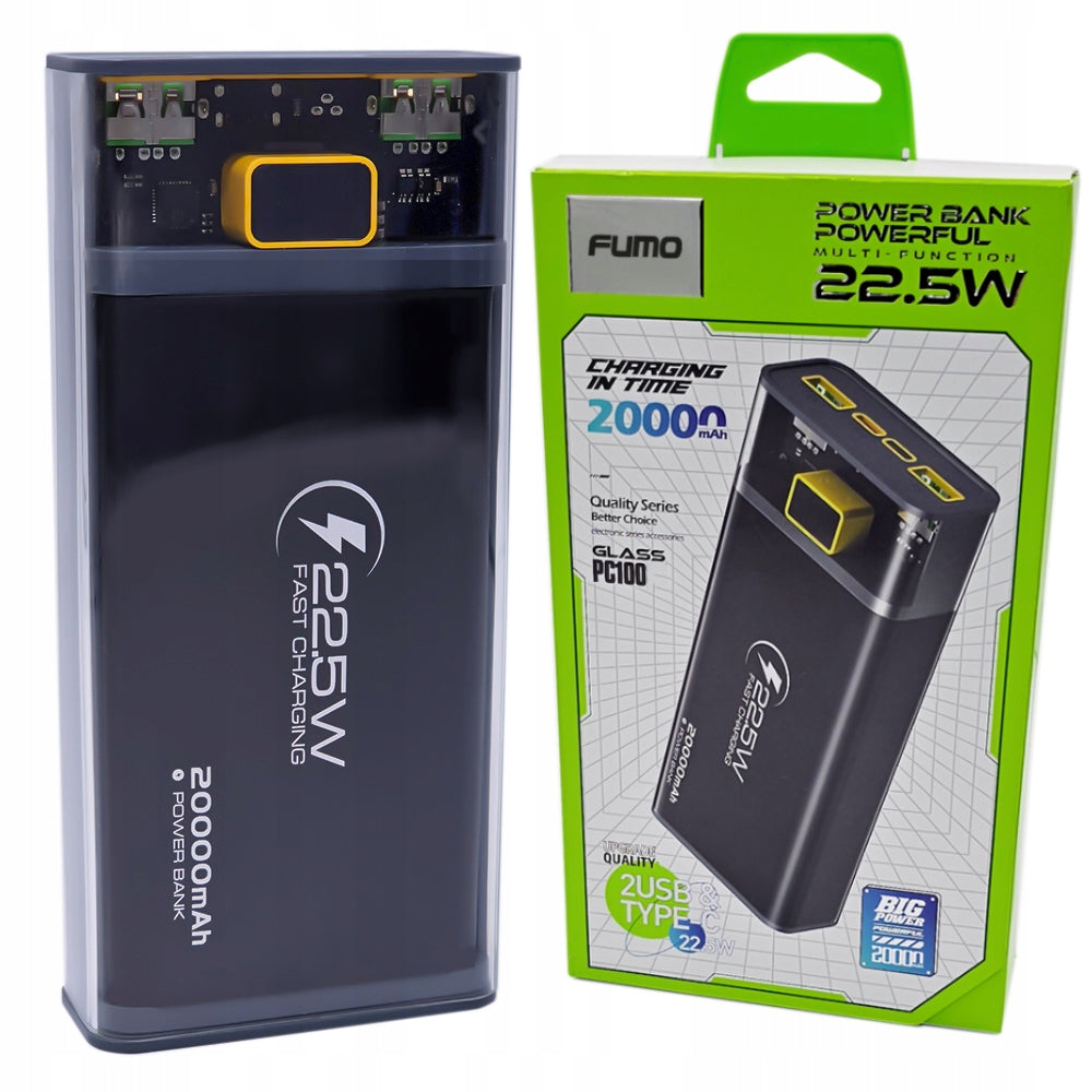 FAST POWERBANK FUMO 20000mAh 22.5W QC PD USB C USB POWER TRAVEL BANK