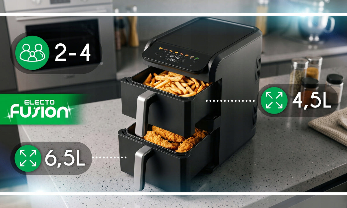 FAT FREE AIR FRYER 11L 2800W LARGE TWO CHAMBER FRYER Manufacturer code AIR FRYER ELECTO 11L DWUKOMOROWY
