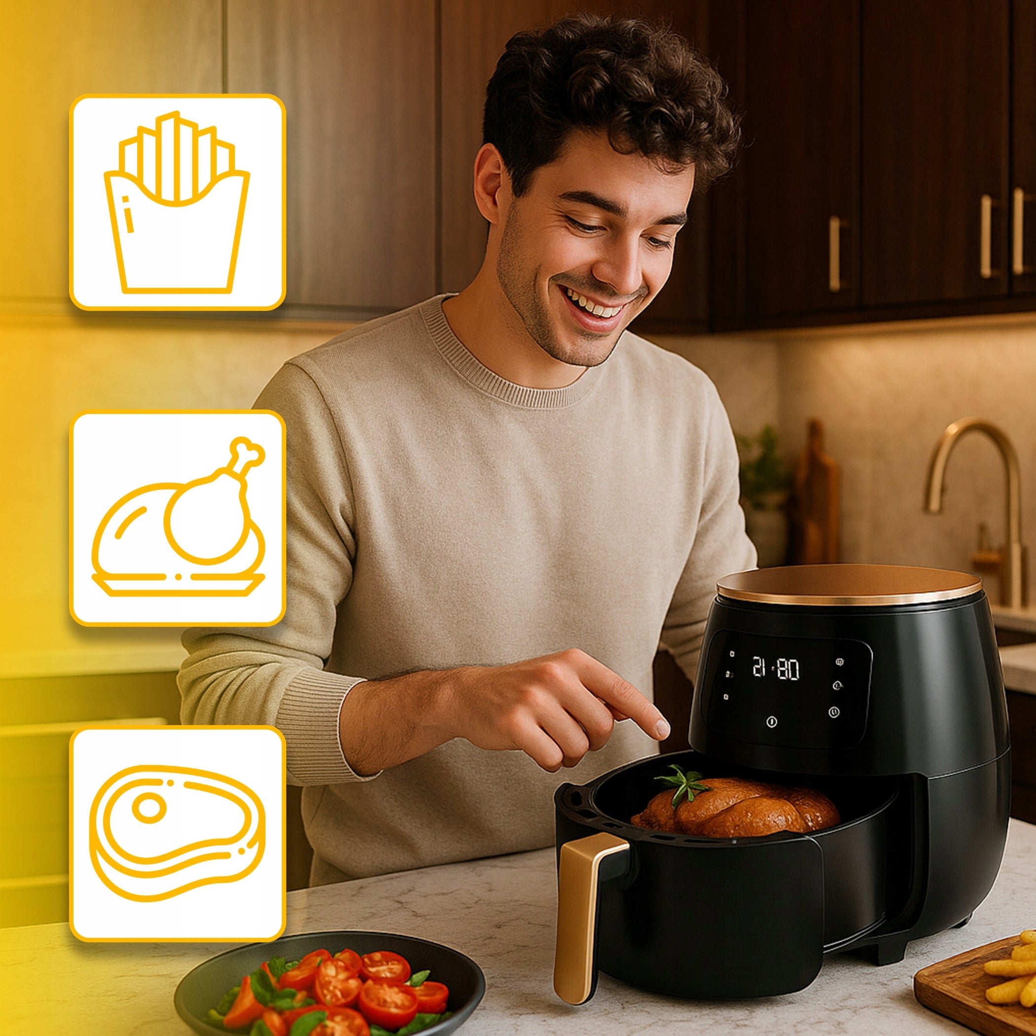 FAT FREE AIR FRYER 2400W STRONG AIR FRYER 6L AIRFRYER OVEN Power 2400 W