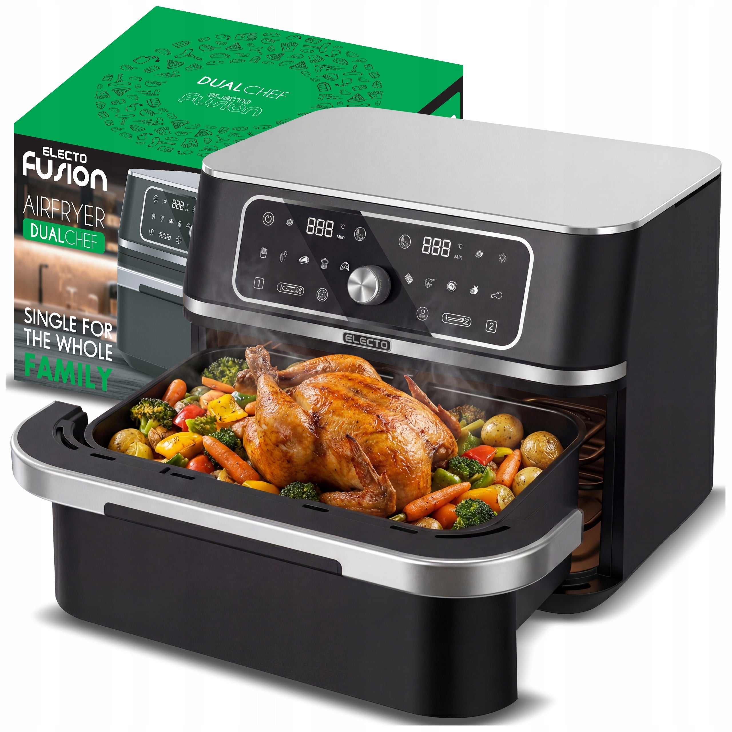 FAT FREE AIR FRYER 3100w LARGE 10L FRYER 12 PROGRAMS