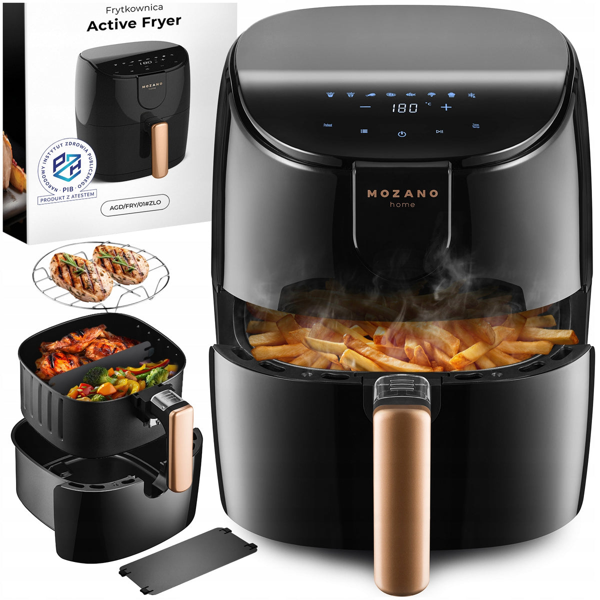 FAT-FREE AIR FRYER 4L GOLD AIR FRYER SEPARATOR 8 PROGRAMS STRONG