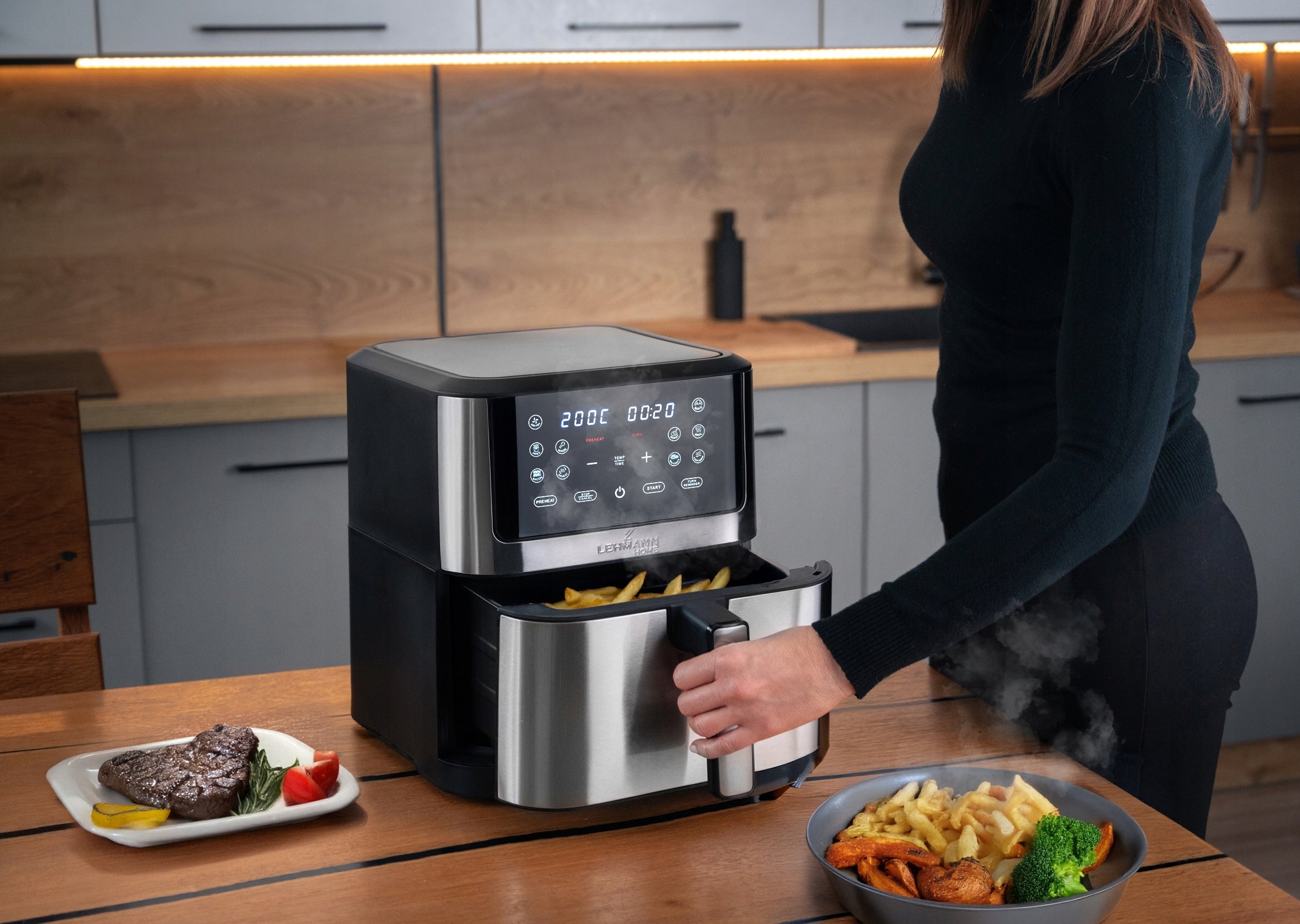 FAT-FREE AIR FRYER AIRFRYER 8l LARGE BOWL 12 LED PROGRAMS Brand Lehmann