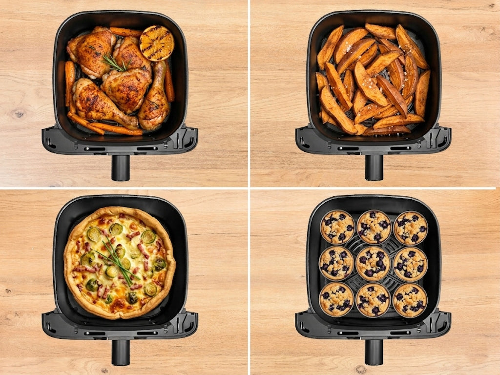 FAT-FREE AIR FRYER AIRFRYER 8l LARGE BOWL 8 LED PROGRAMS Dominant color black
