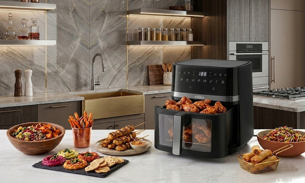 FAT-FREE AIR FRYER AIRFRYER 8l LARGE BOWL 8 LED PROGRAMS Manufacturer code ET01/02/PL