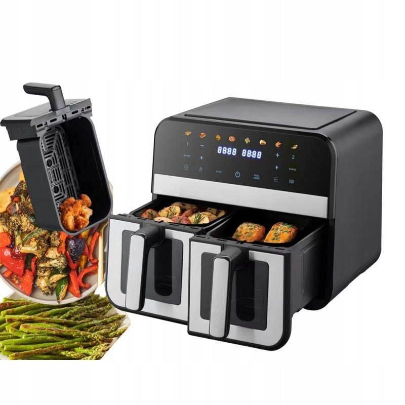 FAT-FREE AIR FRYER DOUBLE AIR FRYER 9L TWO-CHAMBER Brand no brand