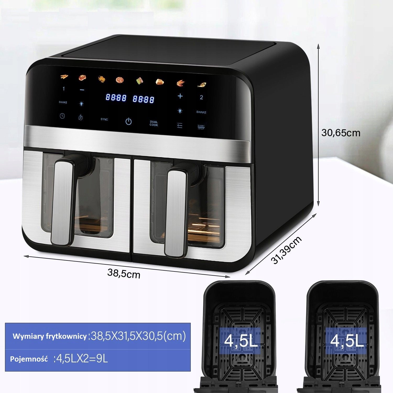 FAT-FREE AIR FRYER DOUBLE AIR FRYER 9L TWO-CHAMBER Model ATC-AF043