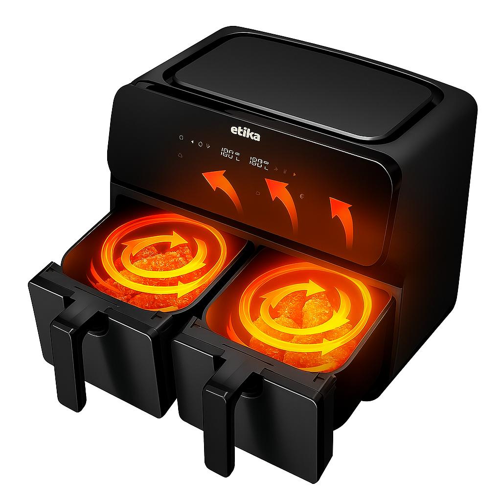 FAT FREE AIR FRYER DOUBLE CHAMBER AIR FRYER 9L 1700W LARGE XL Product weight 8.58 kg