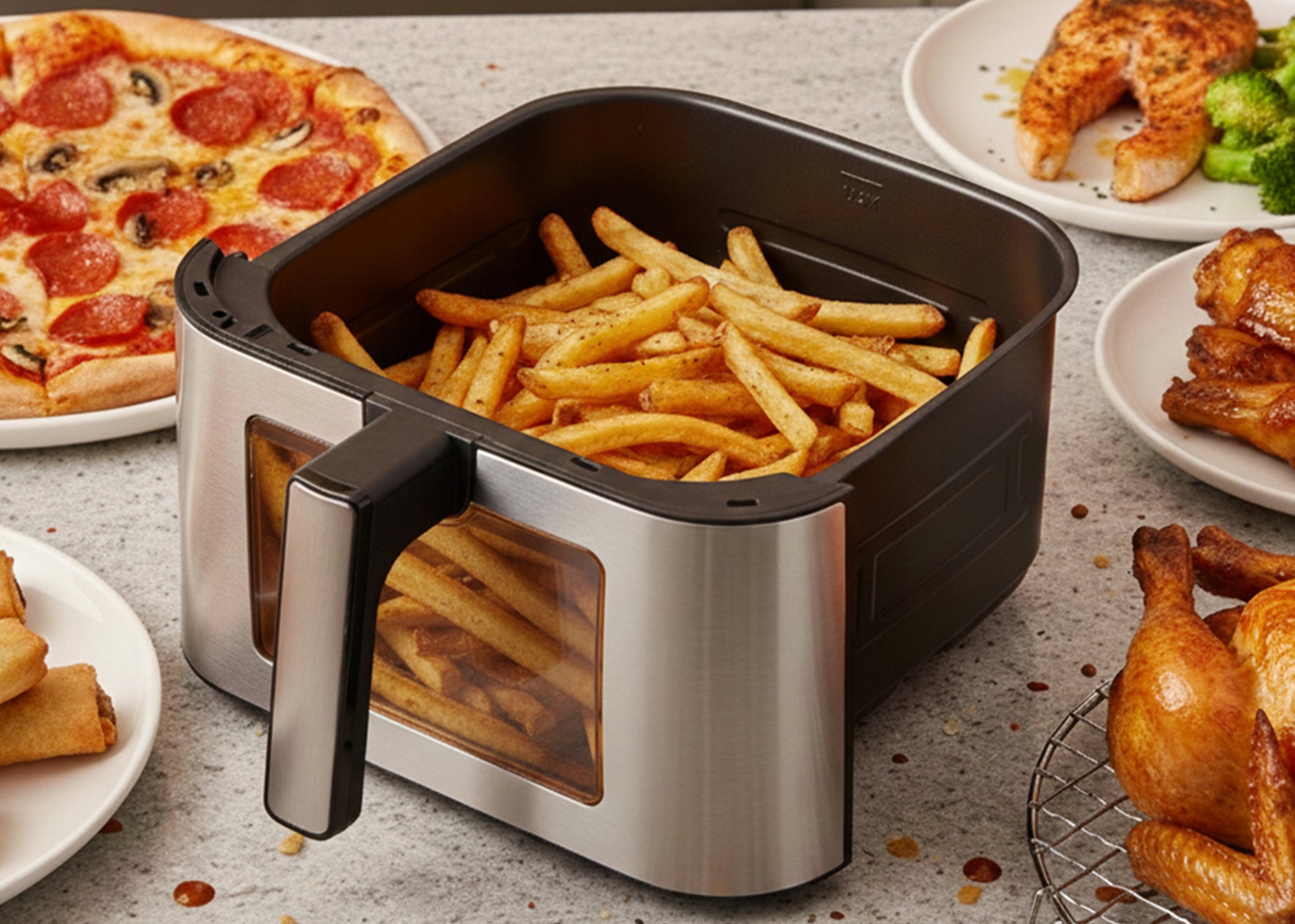 FAT FREE AIR FRYER LARGE 12 PROGRAMS 8l 1800W Dominant color silver/gray