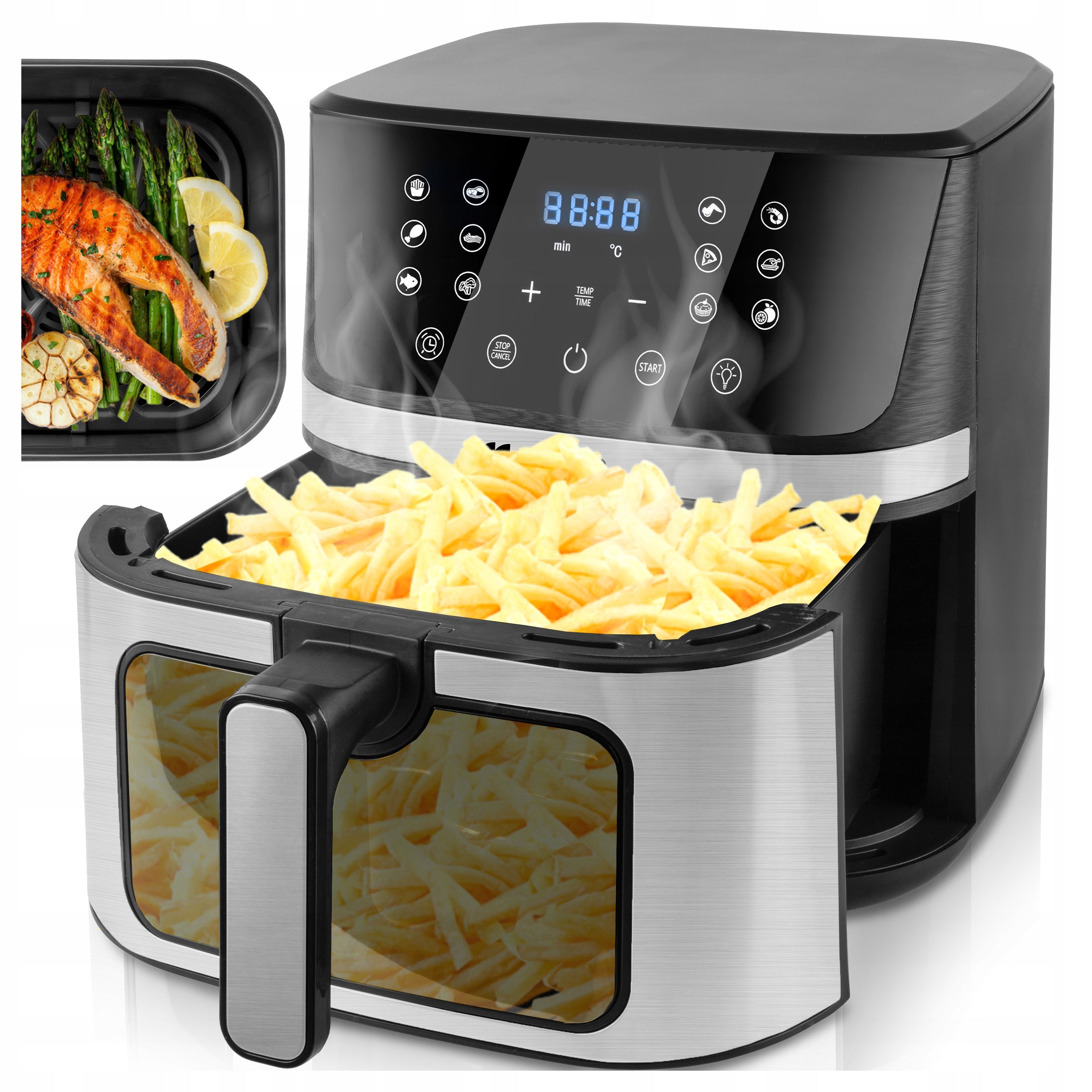FAT FREE AIR FRYER LARGE 7L STRONG 1800W WINDOW