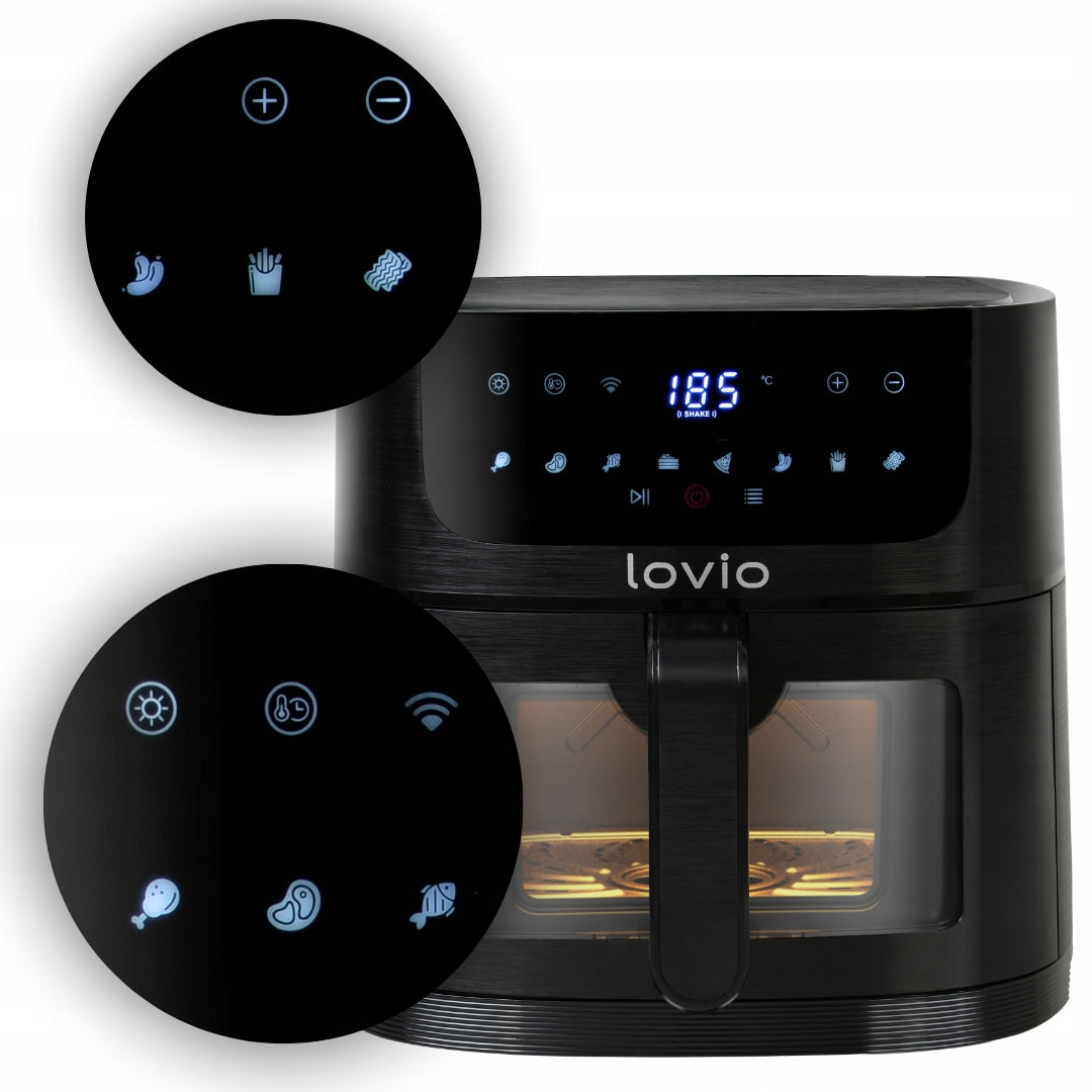FAT-FREE AIR FRYER LARGE AIR FRYER LOVIO 6L WIFI APP Manufacturer code Frytkownica beztłuszczowa air fryer LVAF002BK