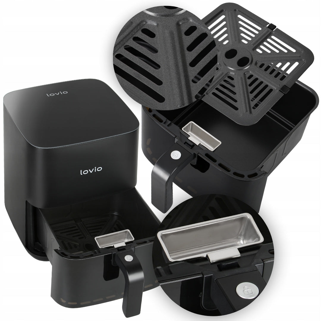 FAT-FREE AIR FRYER LOVIO 5L 1450W 8 PROGRAMS Packaging status original
