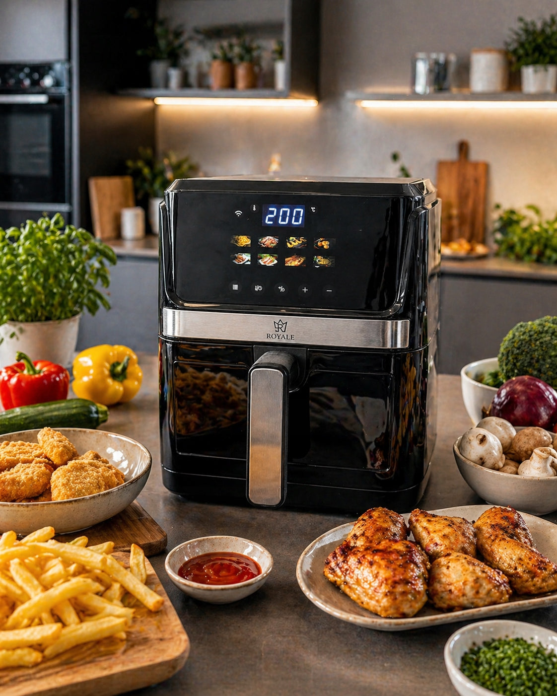 FAT-FREE AIR FRYER ROYALE SMART 2 AIR FRYER 8l TUYA WiFi Dominant color black