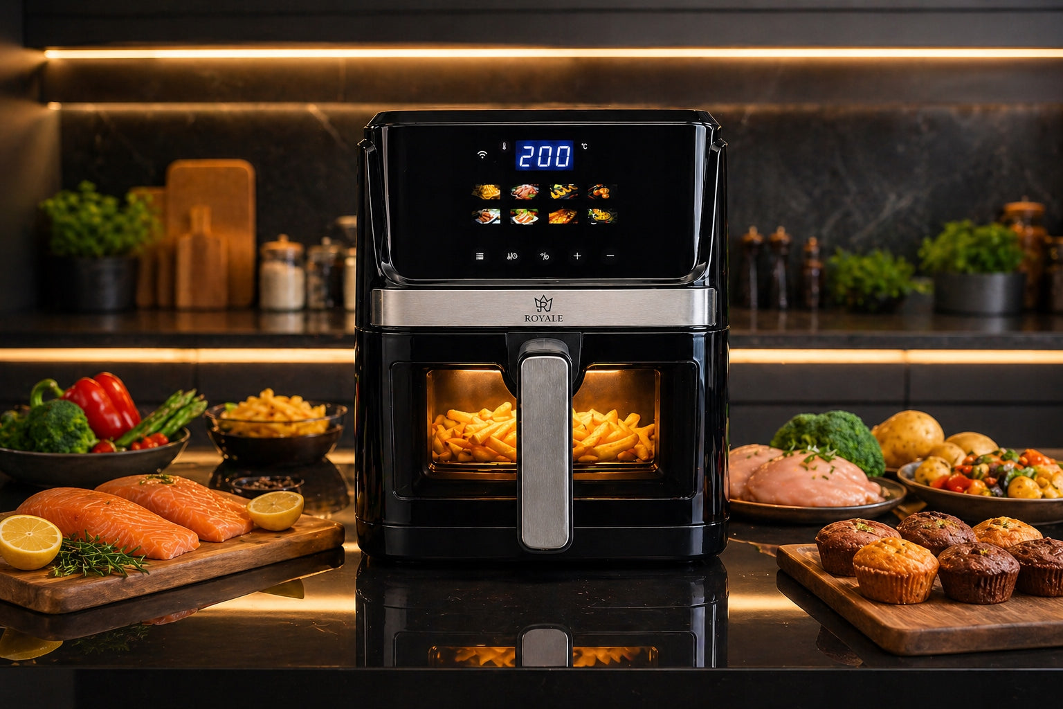 FAT-FREE AIR FRYER ROYALE SMART 2 AIR FRYER 8l TUYA WiFi Packaging status original