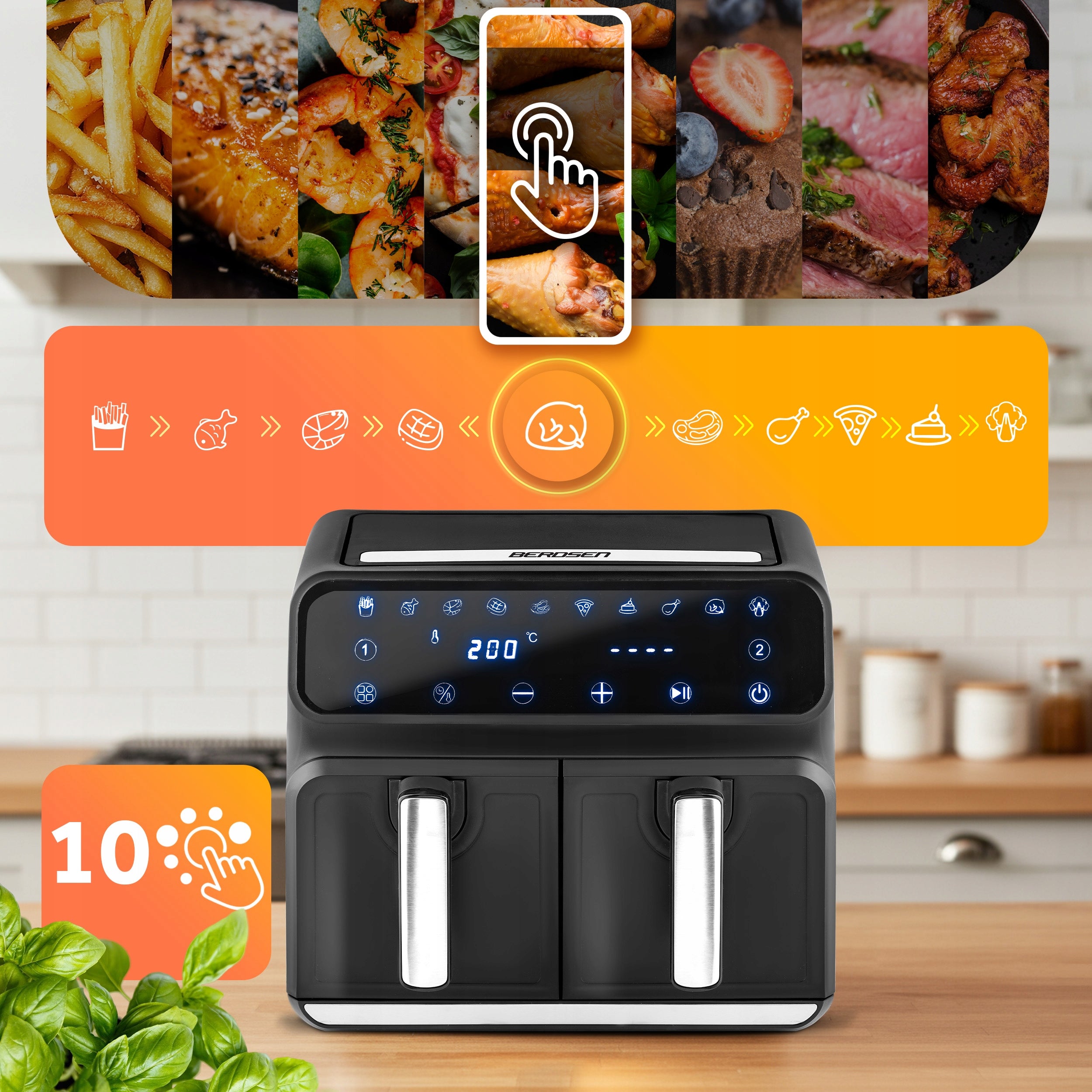 FAT-FREE AIR FRYER TWO-CHAMBER AIR FRYER LARGE AIR FRYER 8L XXL Model BD-653