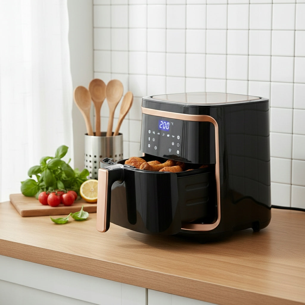 FAT FREE AIR FRYER XXL AIR FRYER 7L AIR FRYER 1900W LCD BASKET BLACK Dominant color black
