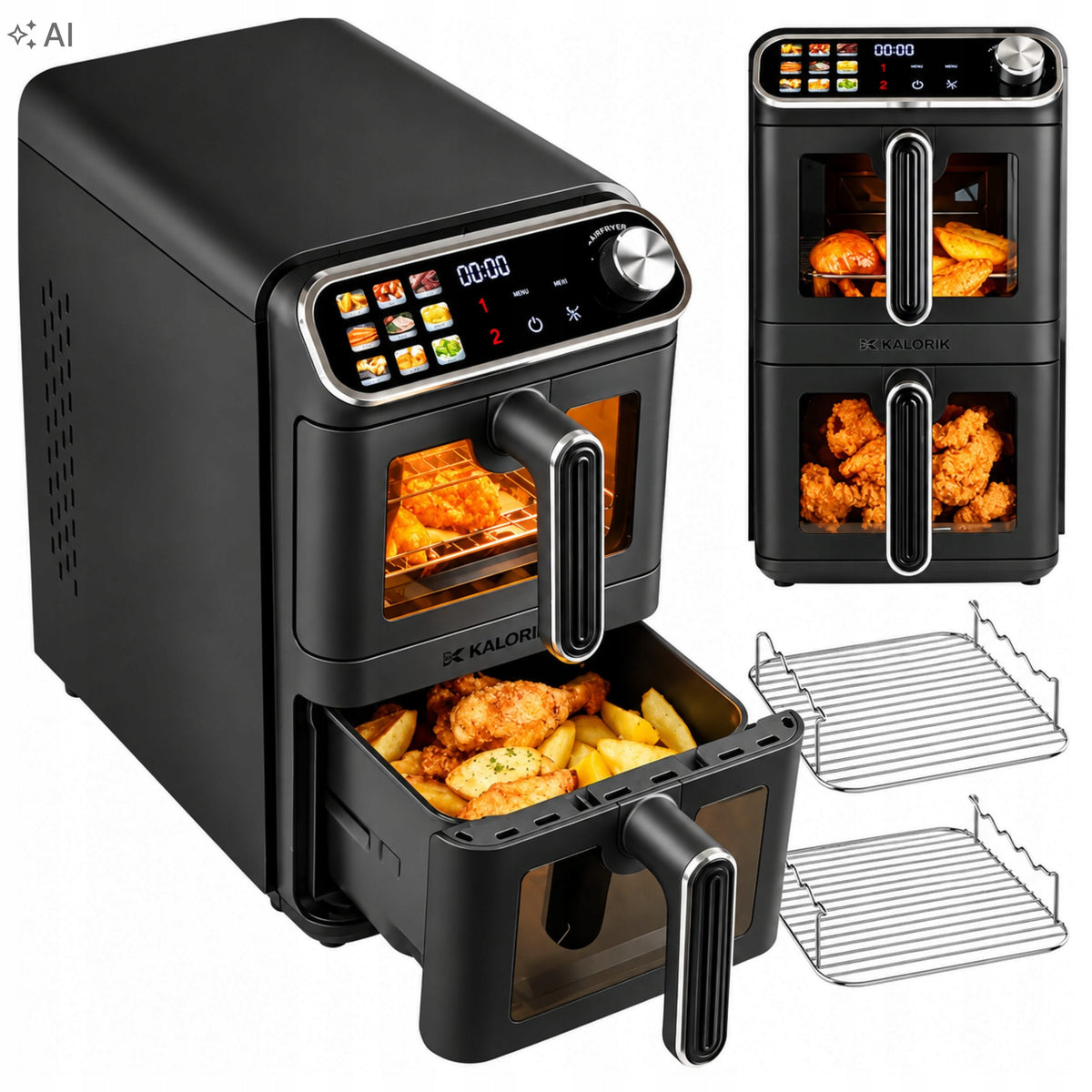 FAT FREE FRYER 2x5,5L 11L AIR FRYER VERTICAL 2460W