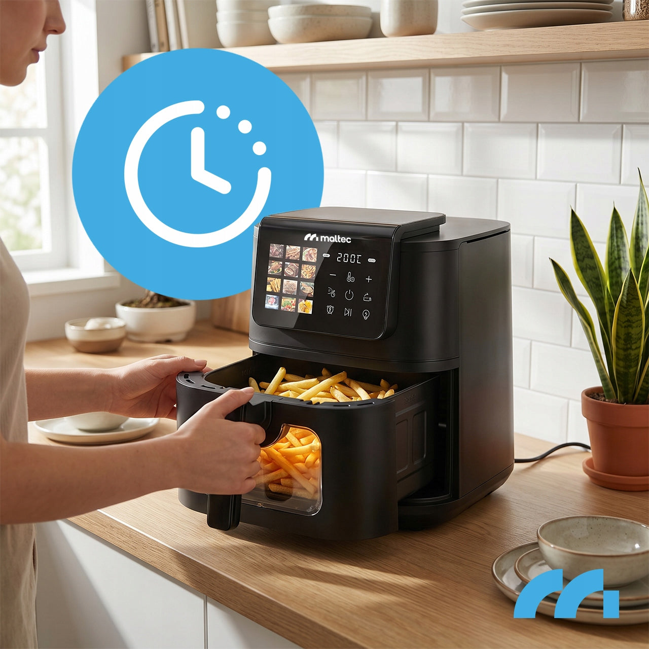 FAT FREE FRYER 8L 2000W AIR FRYER LARGE WINDOW AIR FRYER TRAY Dominant color black