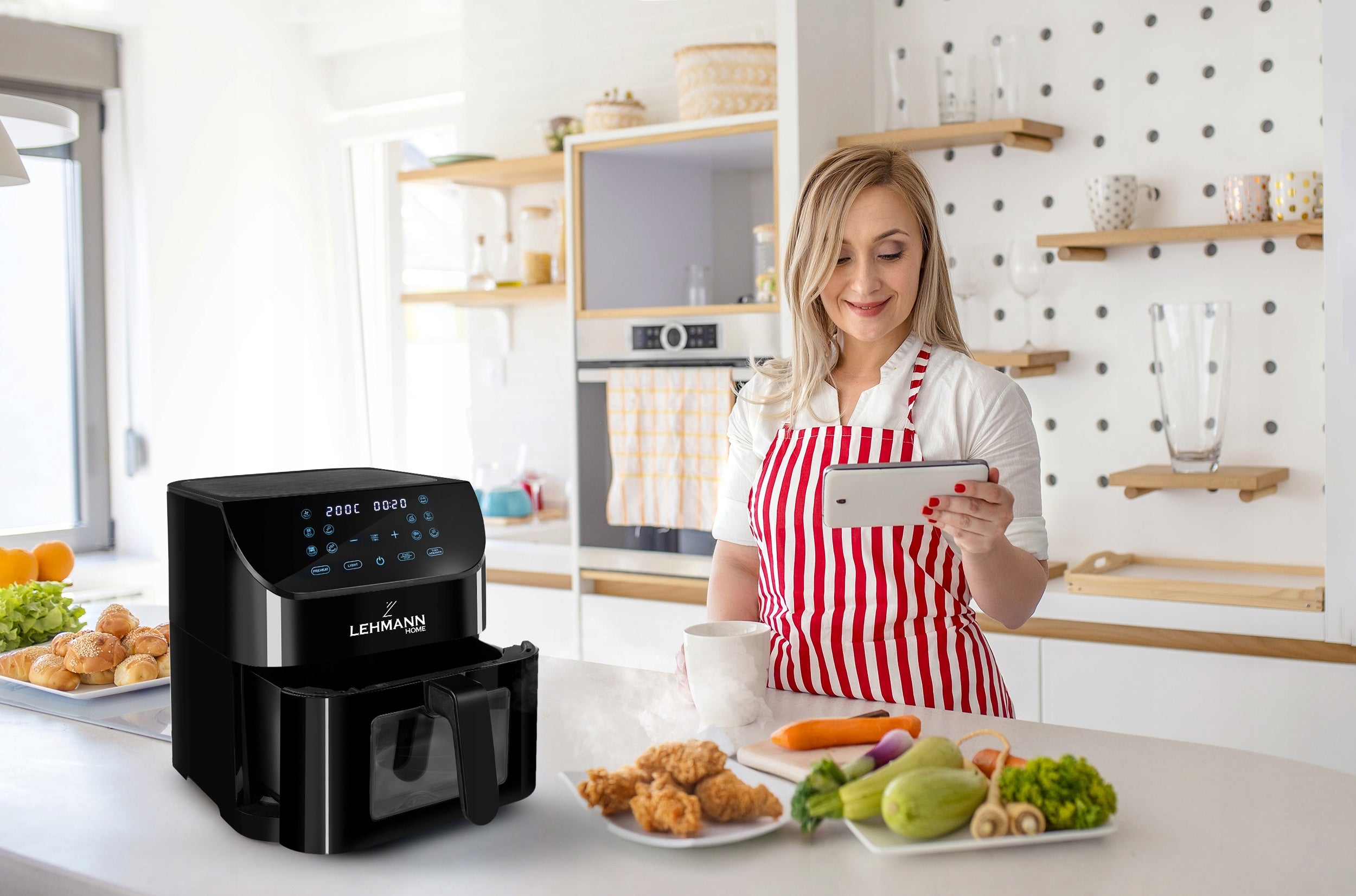FAT FREE FRYER AIR FRYER 8L OVEN AIRFRYER DUAL CHAMBER LED Manufacturer code LHODF-1880E