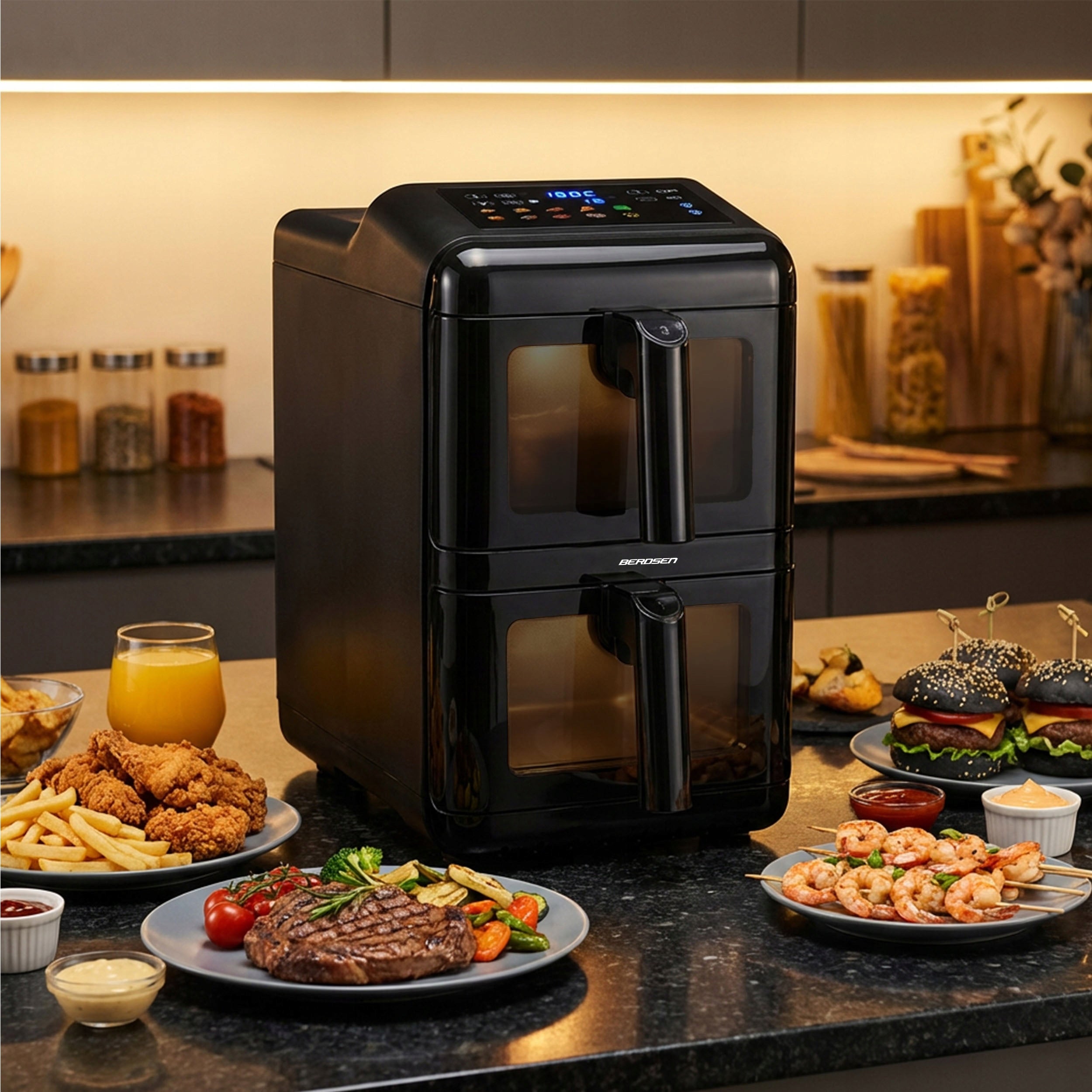 FAT-FREE FRYER TWO-CHAMBER VERTICAL 11,6l AIR FRYER BERDSEN 3000W Power 3000 W