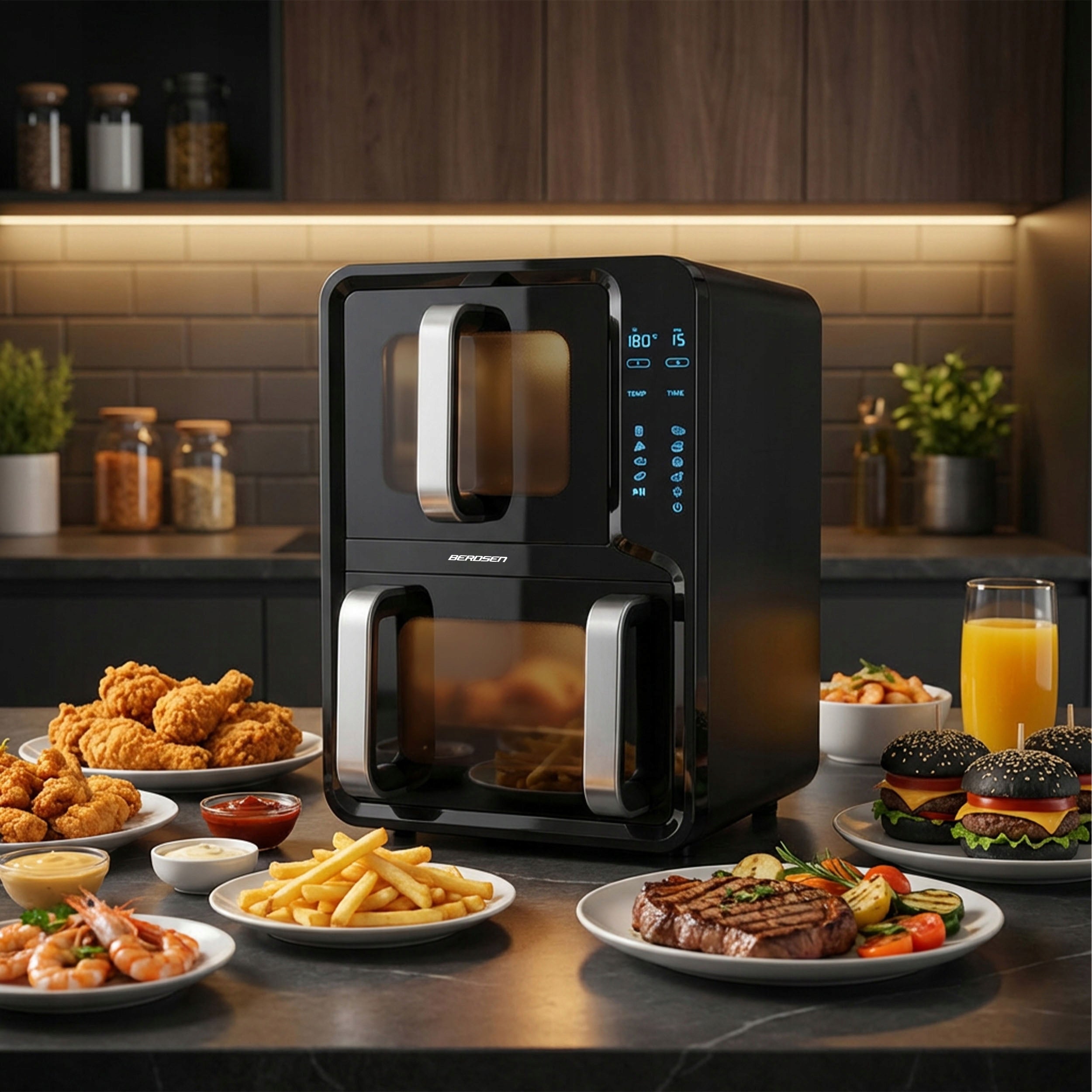 FAT-FREE FRYER TWO-CHAMBER VERTICAL 12l AIR FRYER BERDSEN 2800W Manufacturer code 366400