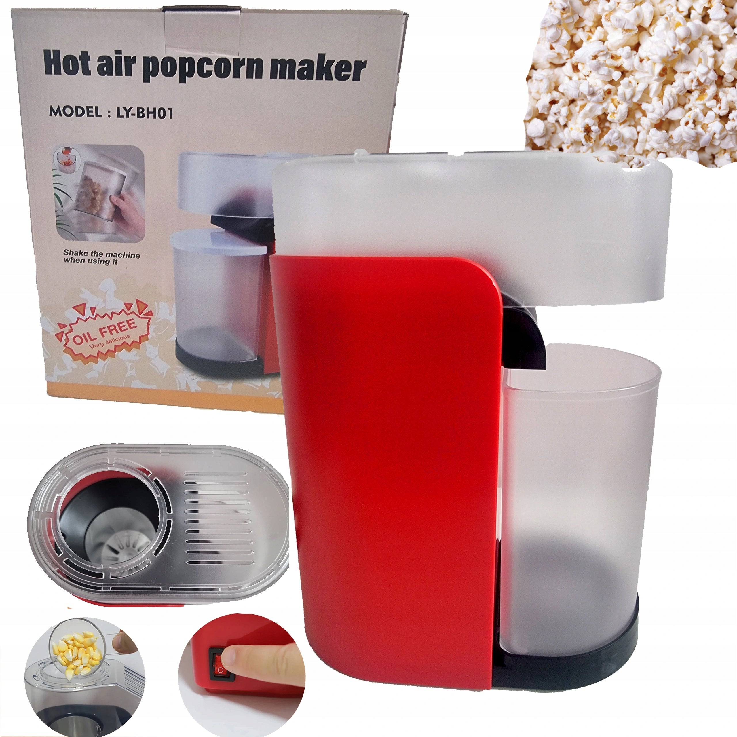 FAT FREE POPCORN MACHINE 1200W VENDING MACHINE WITH POPCORN CONTAINERS