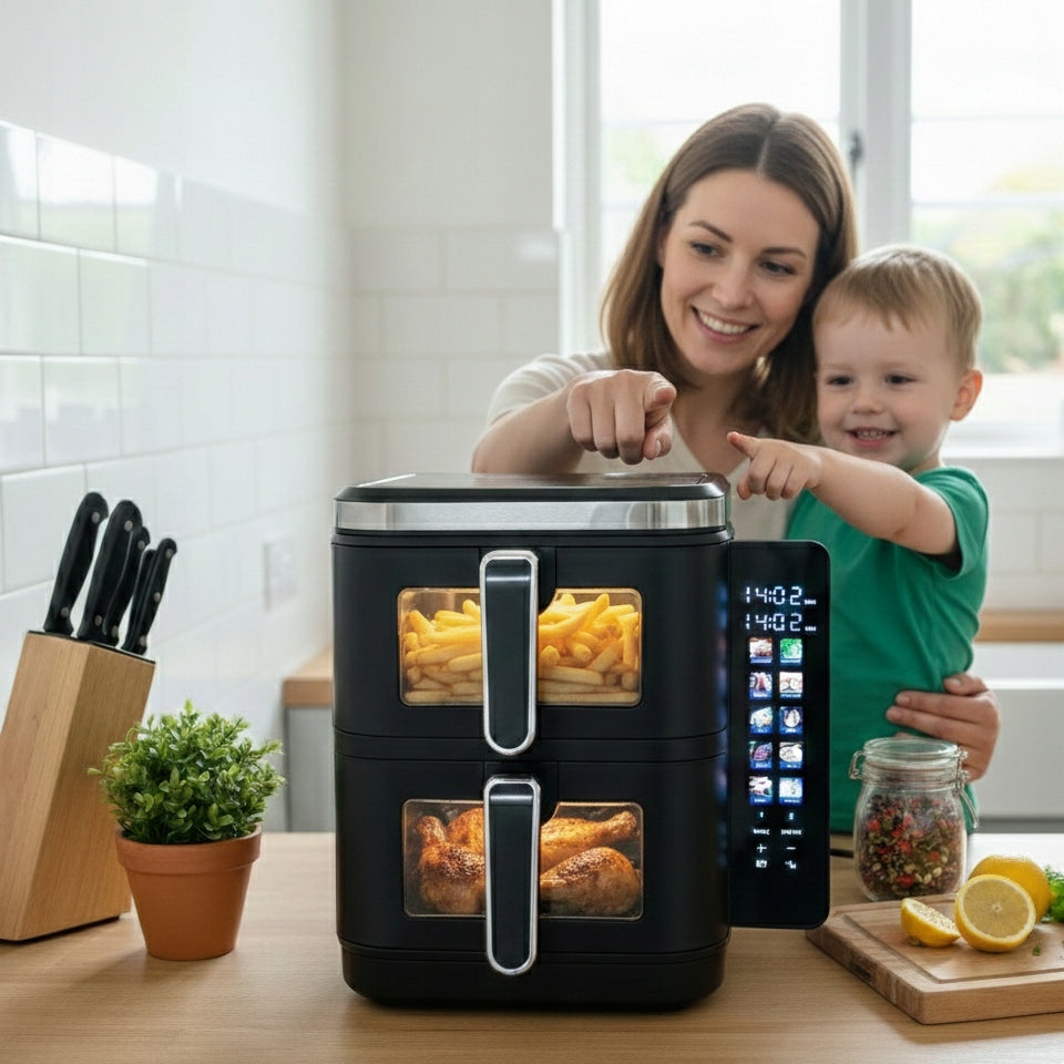 FAT-FREE TWO-CHAMBER AIR FRYER 11L2800W AIRDWELLER AIR FRYER BLACK Manufacturer code ADTJF1 - FRYTKOWNICA PIONOWA