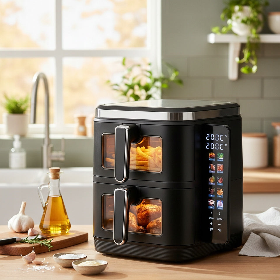 FAT-FREE TWO-CHAMBER AIR FRYER 11L2800W AIRDWELLER AIR FRYER BLACK Packaging status original