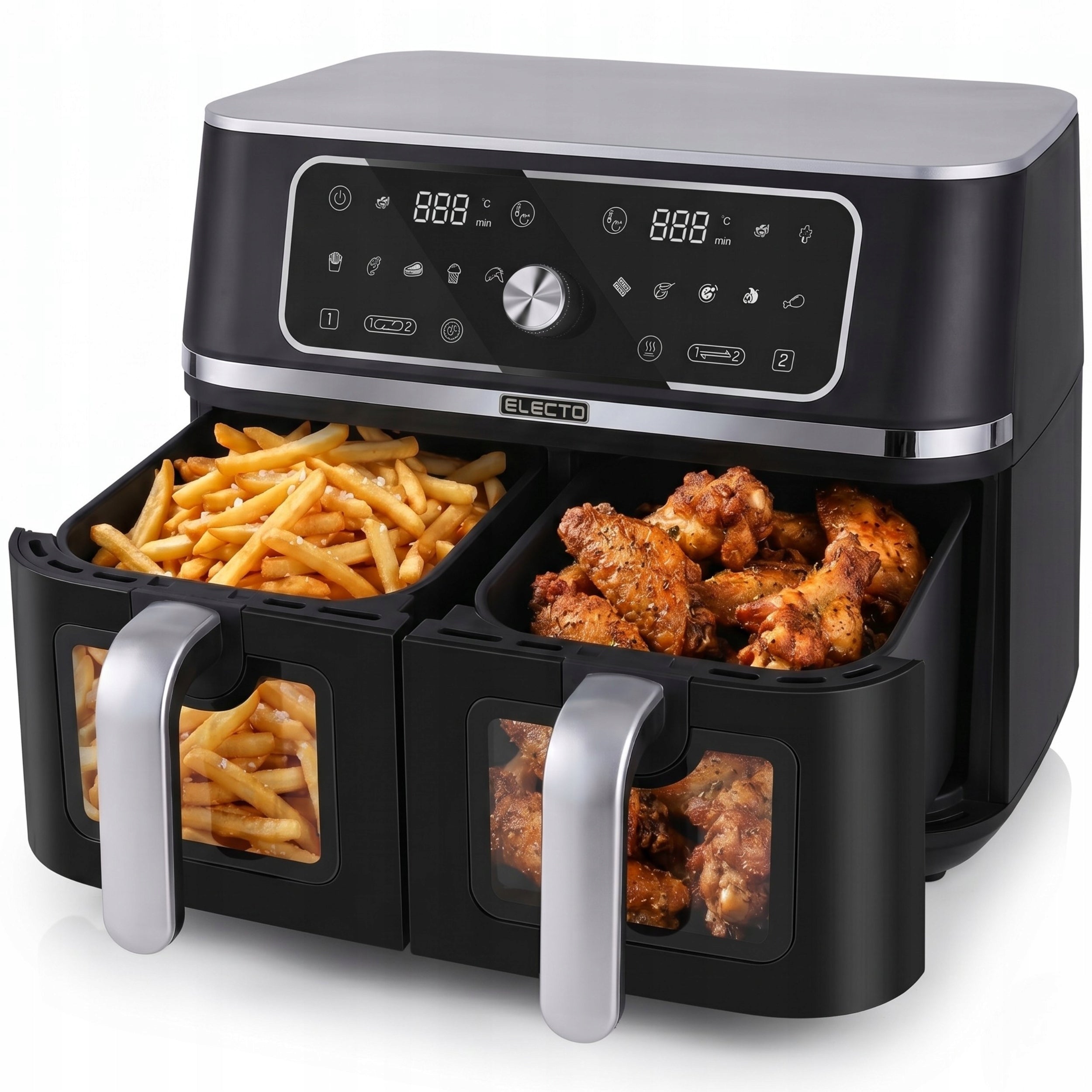 FAT-FREE TWO-CHAMBER AIR FRYER 3100W LARGE AIR FRYER 10L