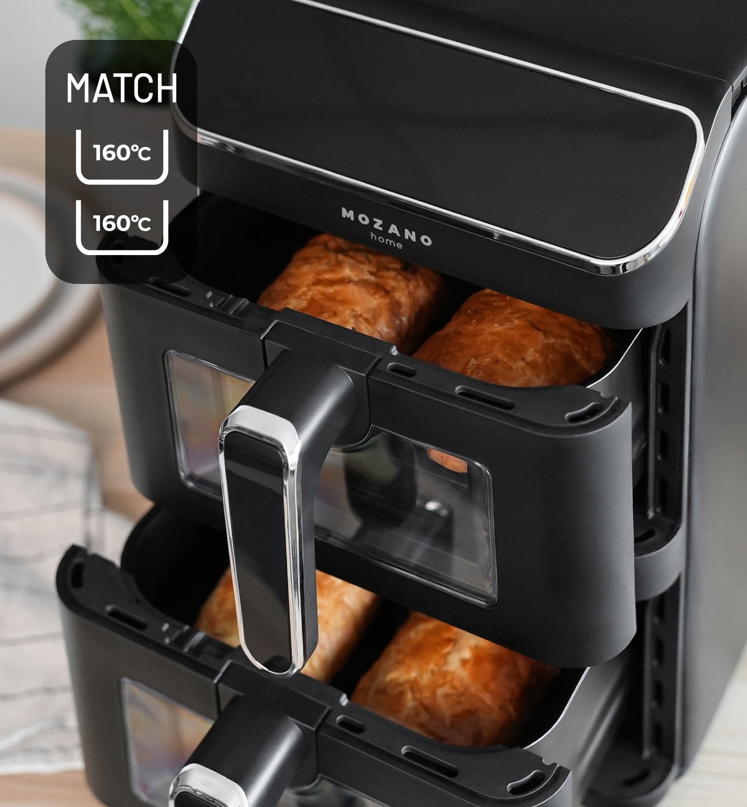 FAT-FREE TWO-CHAMBER VERTICAL AIR FRYER 11L AIR FRYER 2800W 12 MODES Dominant color black