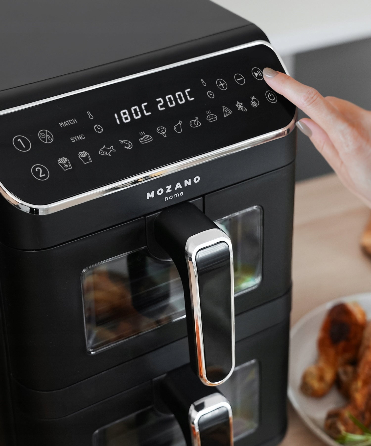 FAT-FREE TWO-CHAMBER VERTICAL AIR FRYER 11L AIR FRYER 2800W 12 MODES Power 2800 W