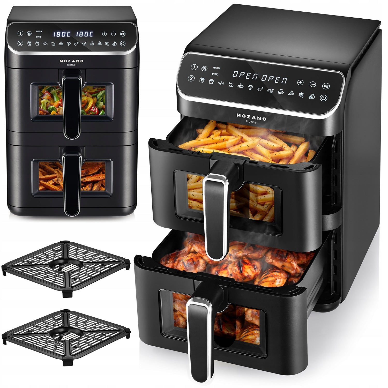 FAT-FREE TWO-CHAMBER VERTICAL AIR FRYER 11L AIR FRYER 2800W 12 MODES