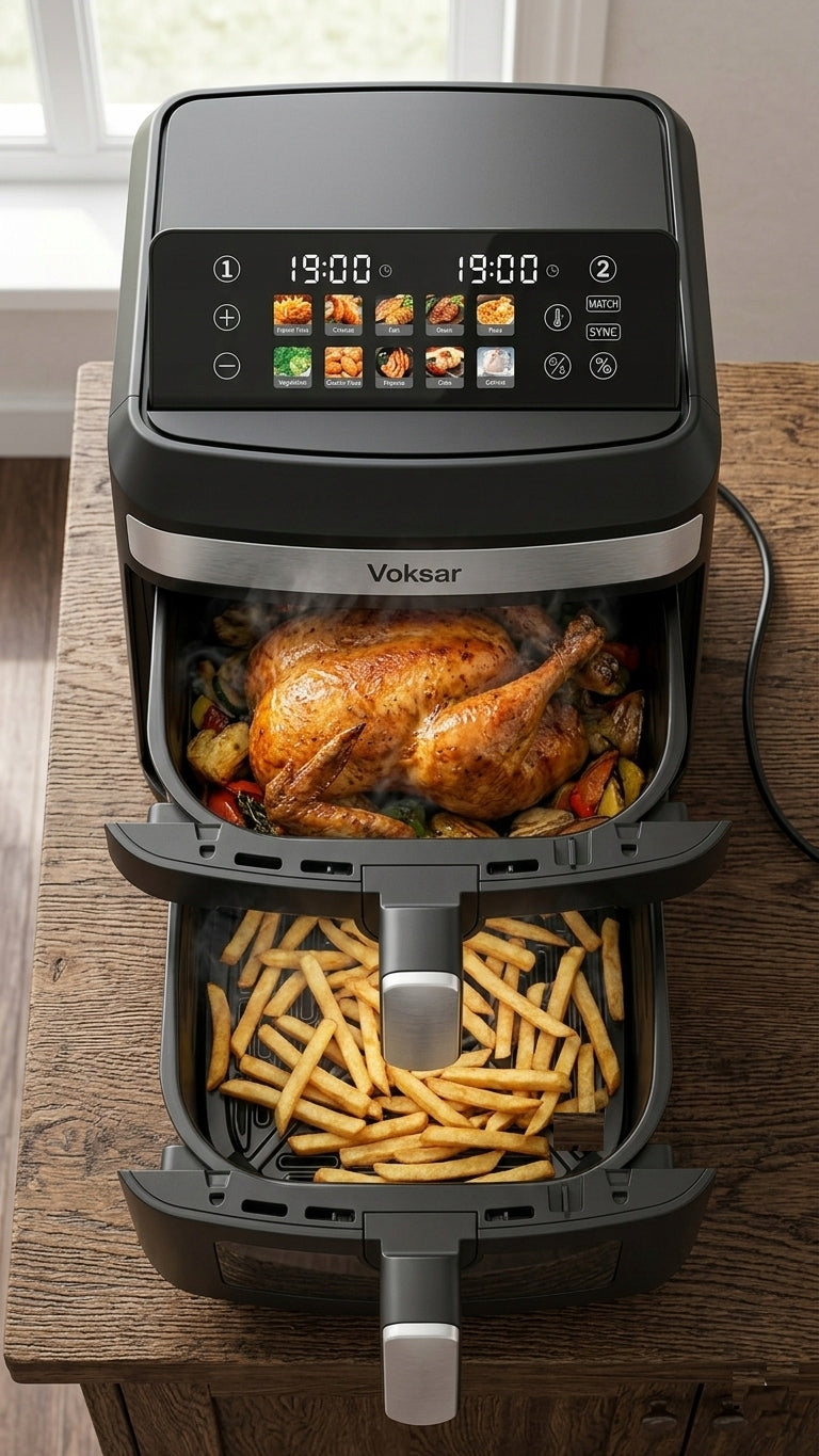 FAT-FREE TWO-CHAMBER VERTICAL AIR FRYER VOKSAR T11 AIR FRYER 12L XXL Brand VOKSAR