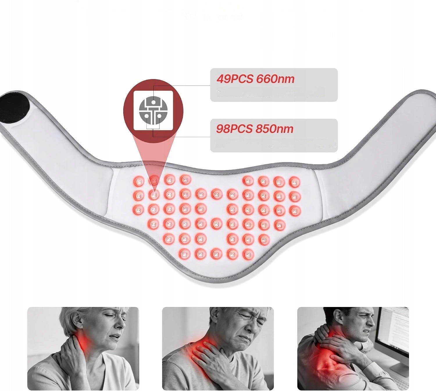 FDA Cleared Red Light Therapy for Neck with Controller for Neck Pain Relief Manufacturer code EEE-PC-48