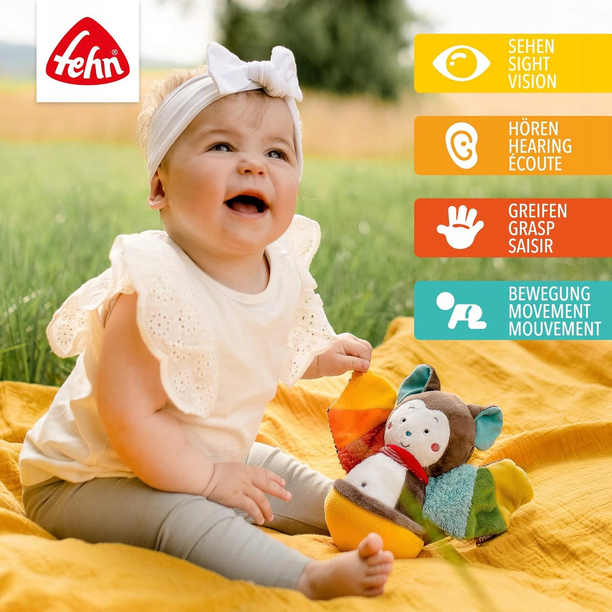 FEHN Bat wańka WSTAŃKA 20cm rattle Brand Fehn