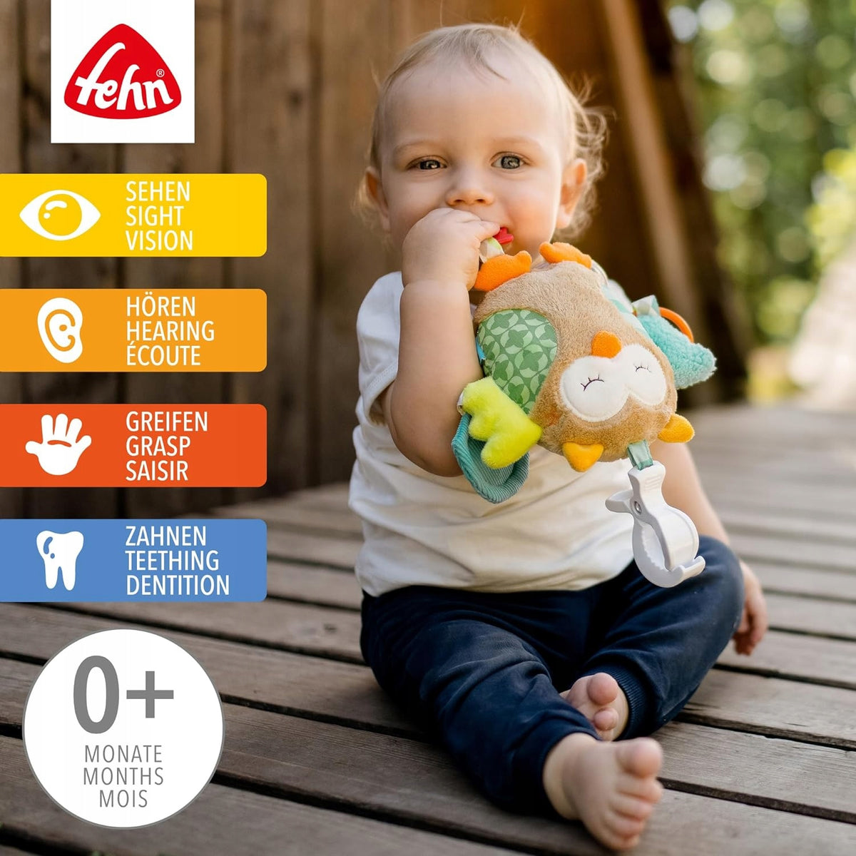 FEHN Sleeping Forest pendant with rattle and gripper for stroller, car seat Brand Fehn