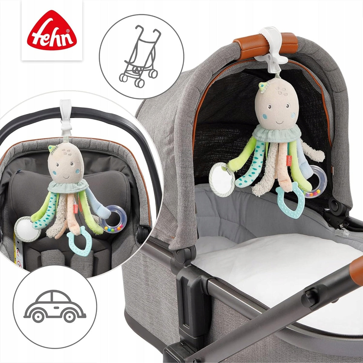 FEHN stroller pendant for car seat cot OCTOPUS 32 cm Brand Fehn