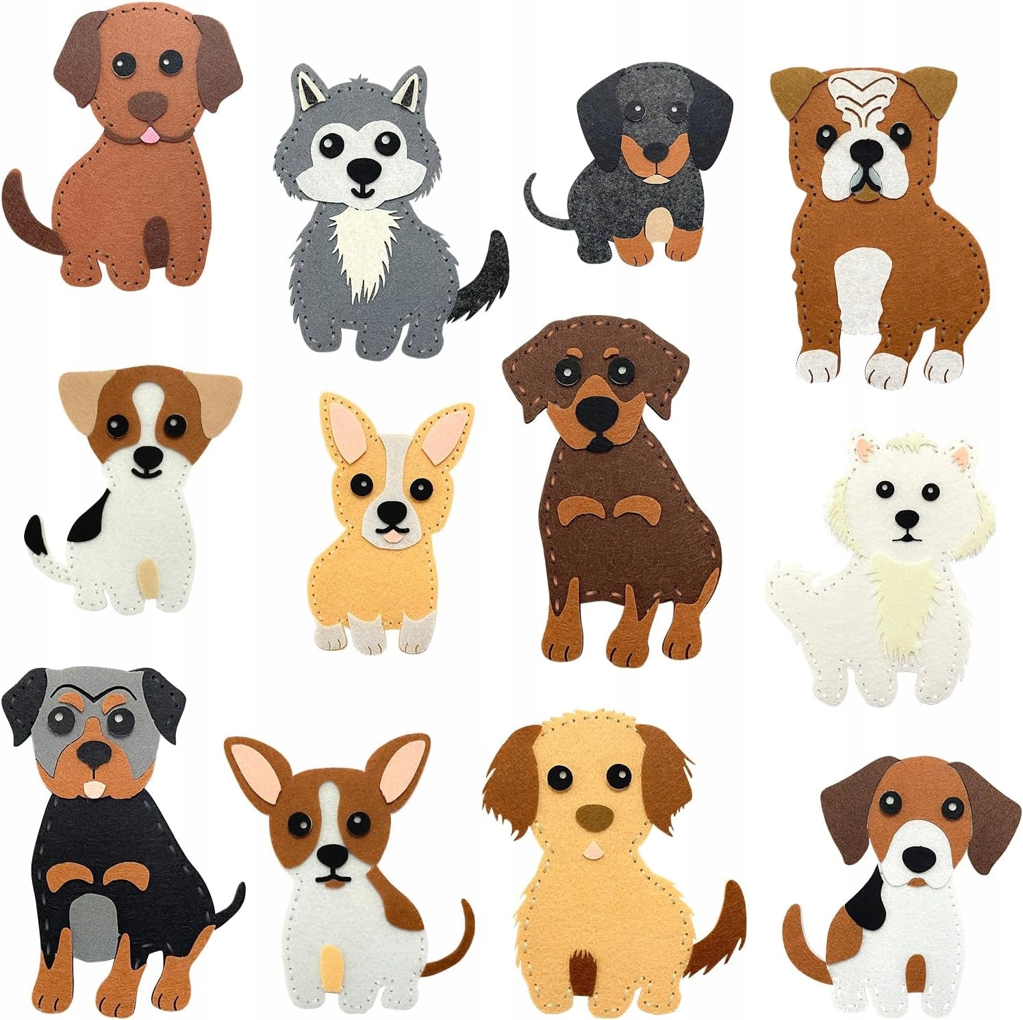 FELT ANIMALS SEWING DOGS FOR CHILDREN DIY DOG PUPPY SET OF 12PCS Packaging status original