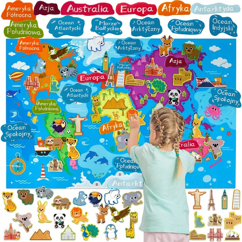 FELT BOARD FOR CHILDREN EDUCATIONAL VELCRO MAT BOARD in Polish GIFT