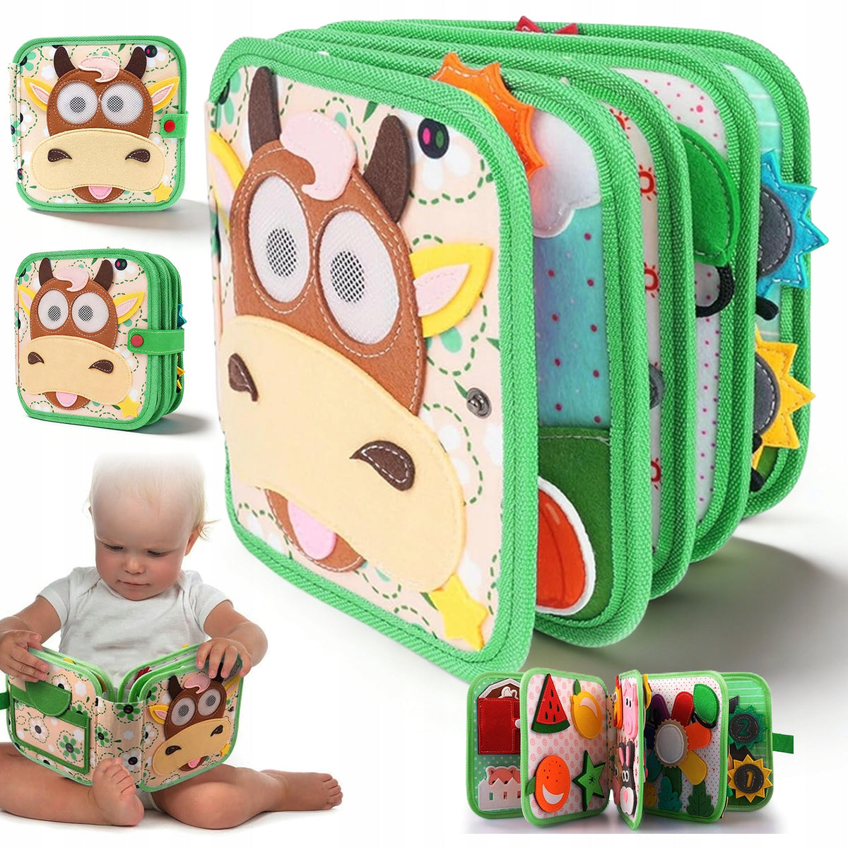 FELT EDUCATIONAL BOOK FELT MATERIAL 10 SENSORY PAGES