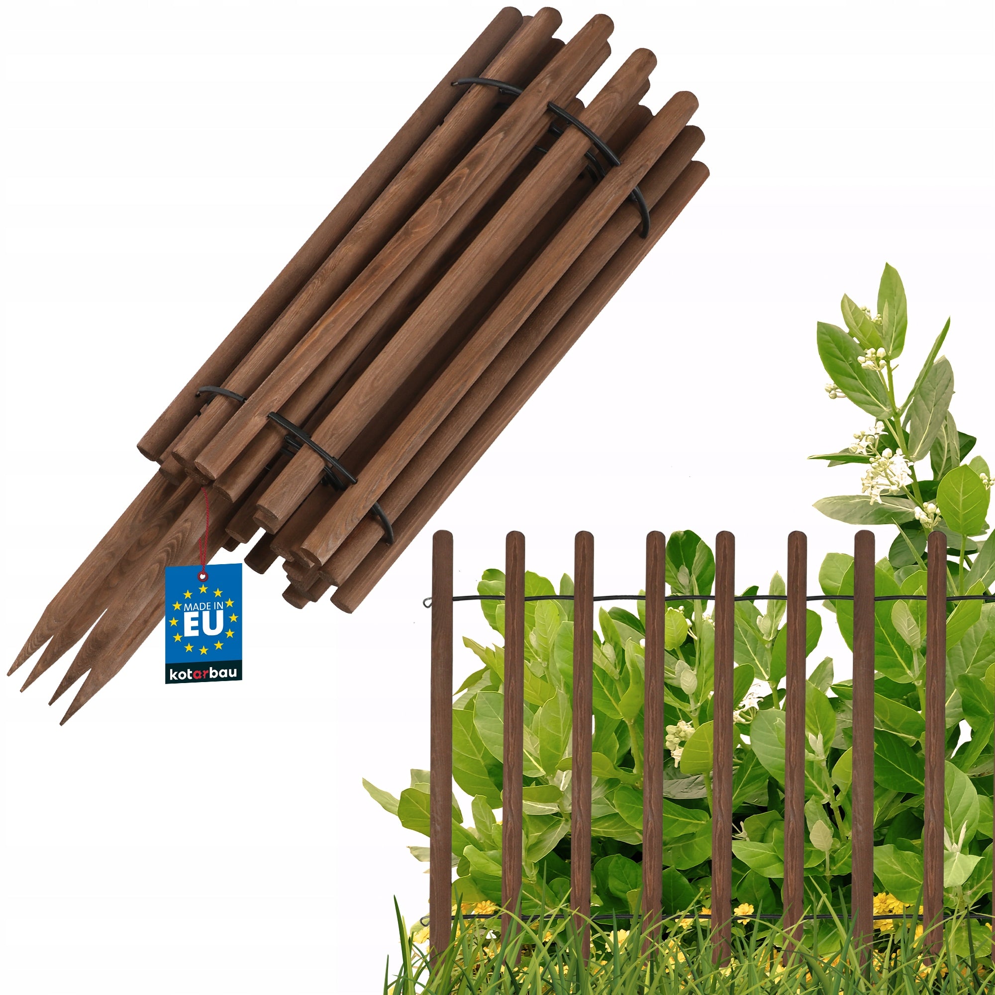 FENCE GARDEN FENCE LAWN WOODEN HAMMERED PALISADE EDGING 230 BRONZE